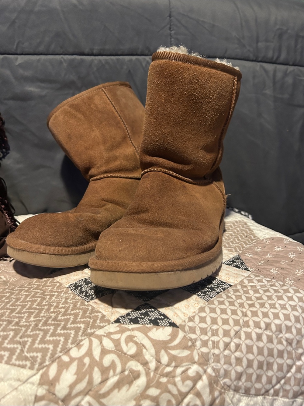 Koolaburra Taupe Fringe Ankle Booties